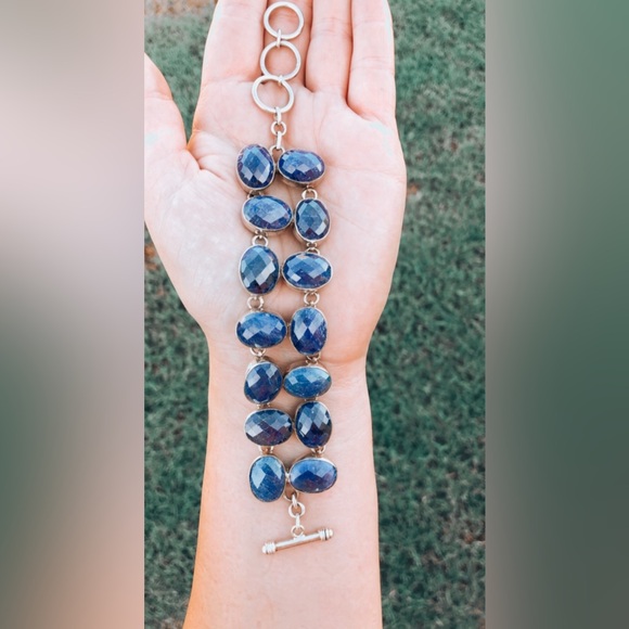 Sterling Silver Blue Lapis Bracelet - Picture 2 of 2